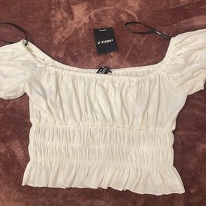 NWT Forever 21 Ribbed Smocked Crop Top